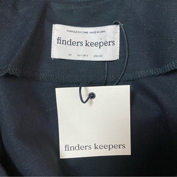 Finders Keepers Bambi Mini Dress Linen Blend Belted Black Size XS - Picture 9 of 12